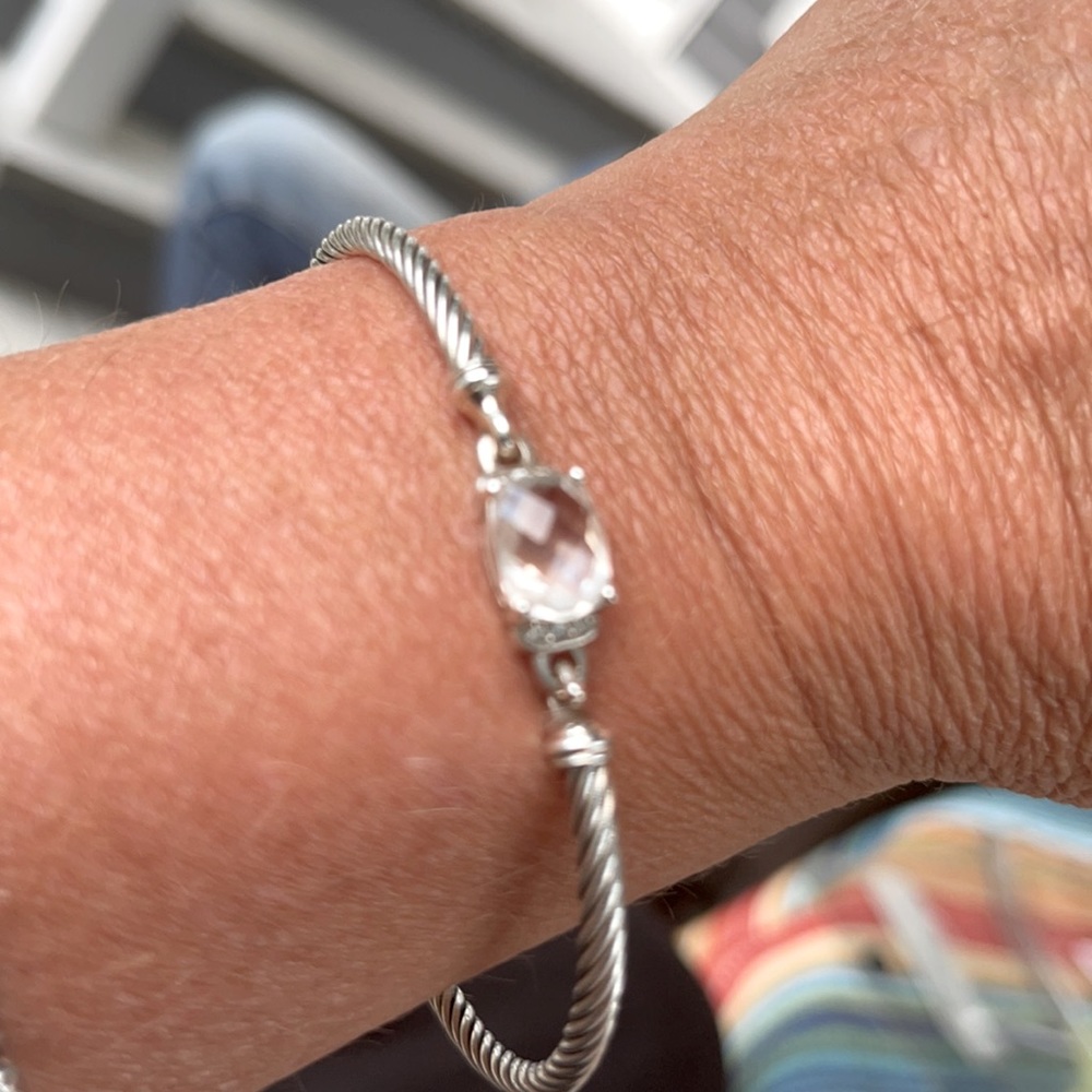 David Yurman White Topaz Wheat Bracelet/Diamonds